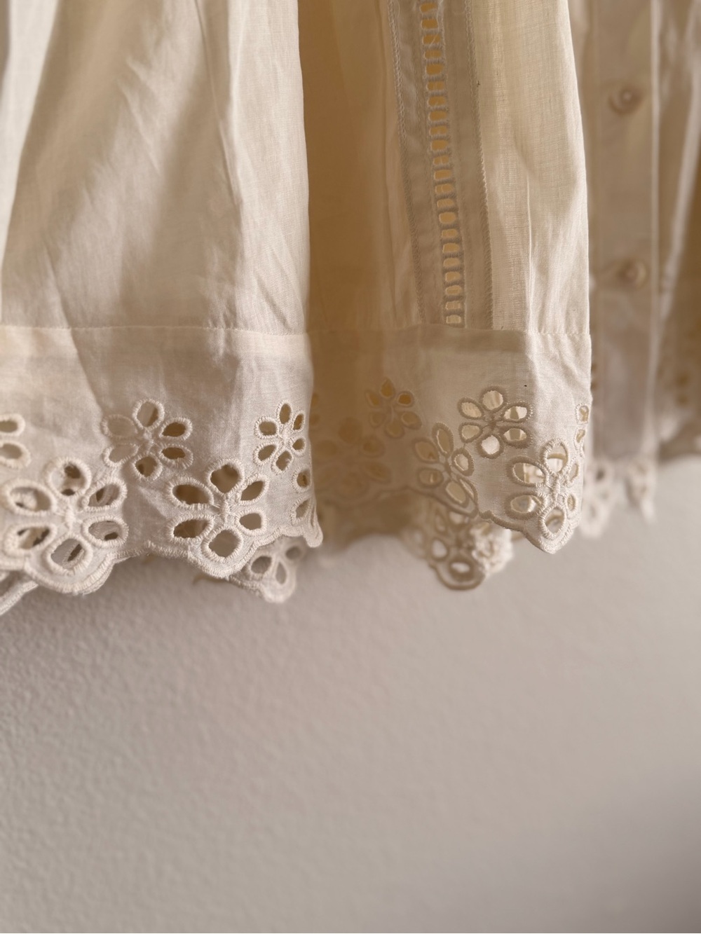 Calypso St. Barth Cream Eyelet Lace-Trim Sleeveless Blouse - Picture 3 of 8